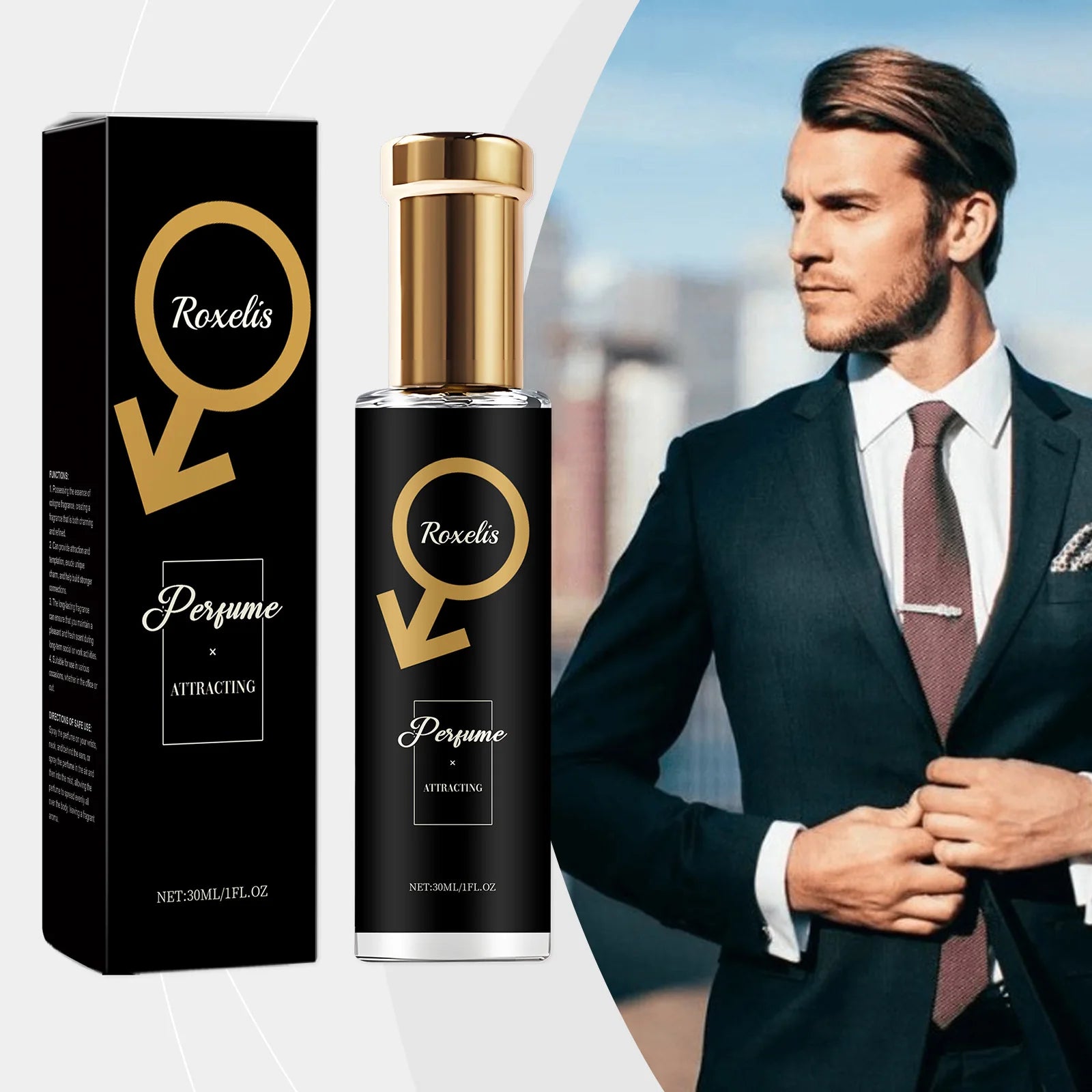 Roxelis 30ml Men Pheromone Perfume Cedar Fragrance Glamour Gentlemen Lasting Dating Romantic Scent Fresh Body Flirting Perfume