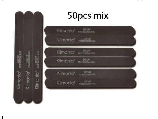 10/50/100PCS Professional Nail Files 100/180/240/320 Wooden black Nail Files Sandpaper For Nails Manicure Salon Tool Set