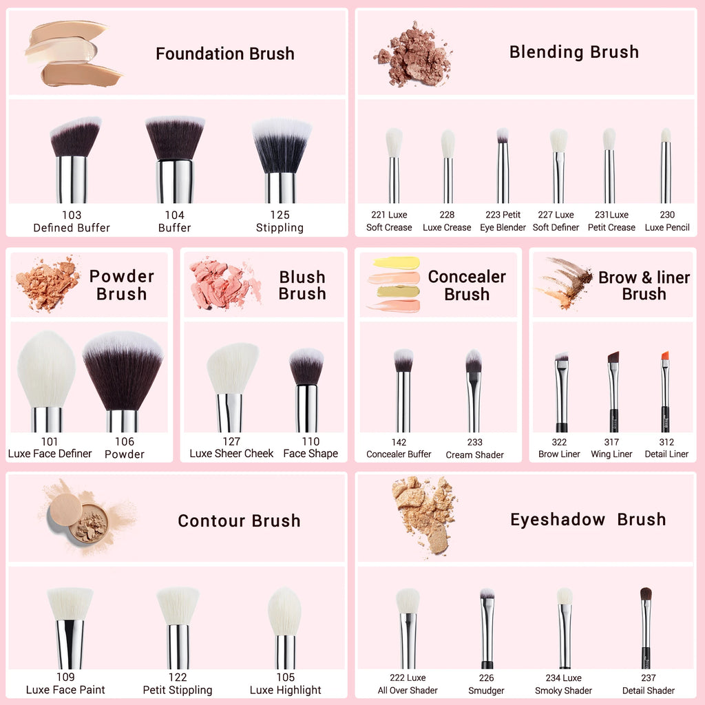 Jessup Makeup Brushes Set Foundation Powder Professional Make Up Brush Contour Blender Eyeshadow Blush 25pcs Goat Synthetic T175