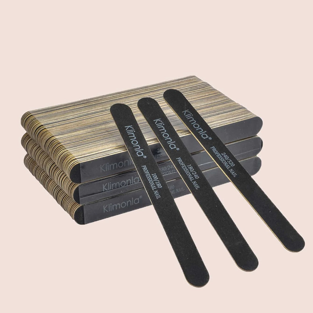 10/50/100PCS Professional Nail Files 100/180/240/320 Wooden black Nail Files Sandpaper For Nails Manicure Salon Tool Set