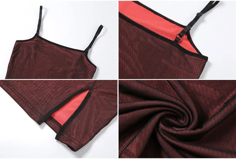 Vestido de Malla Ajustado de Doble Capa