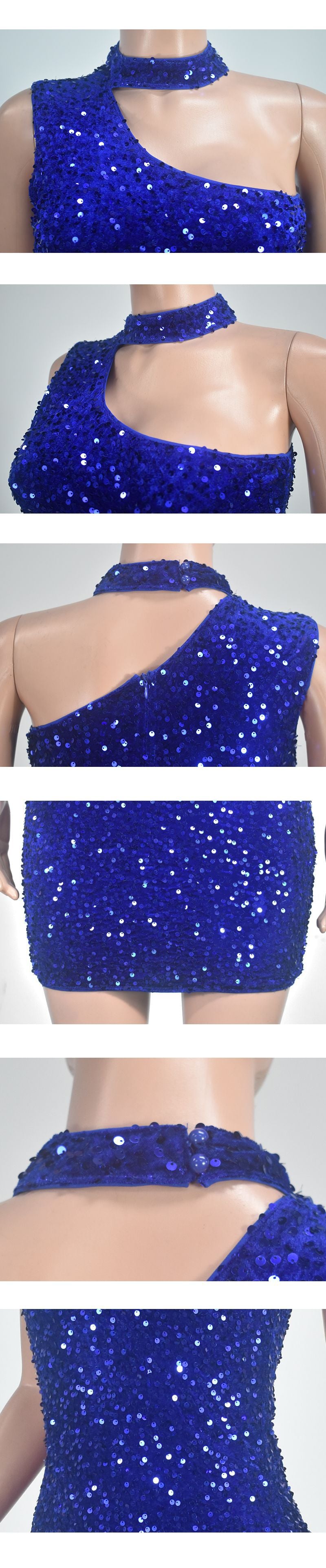 9568 European and American Amazon AliExpress fashion sheath sequins solid color halter new party sexy dress