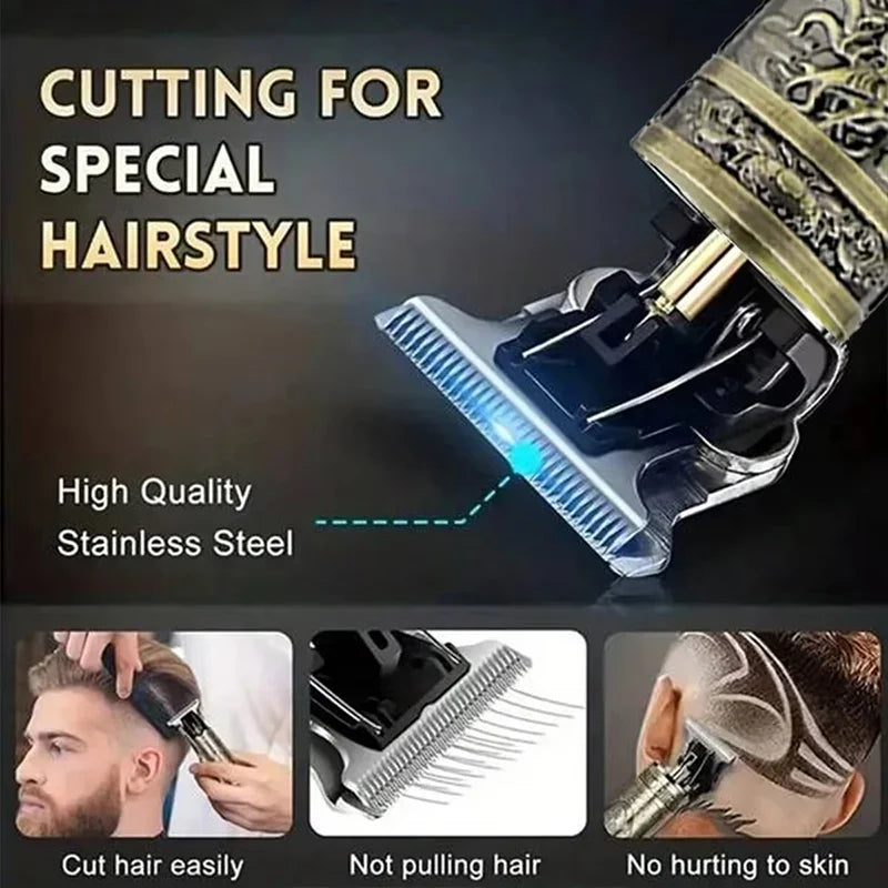 New！T9 Electric Hair Trimmer/Accessories | USB Professional Shaver | 0mm Bald Fade Cutting Machine Portable for Men Home Haircut