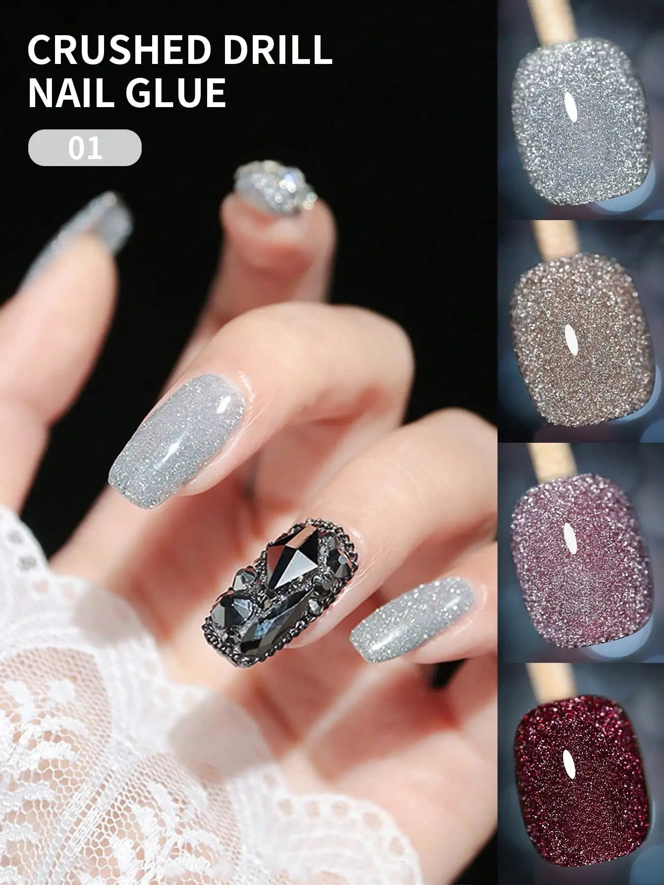 15ml 12Colors Reflective Disco Diamonds Gel Nail Polish With the Holographic Glitter Diamond Collection Gel Nail Polish