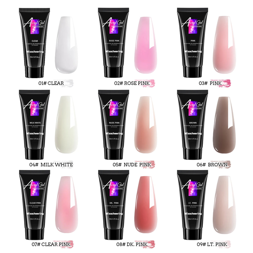 30ml Solid Color Nail Extension Gel Nail Build Poly  Acrylic Gel Uv Led Quick Extension Of Crystal Model Painless Crystal Glue