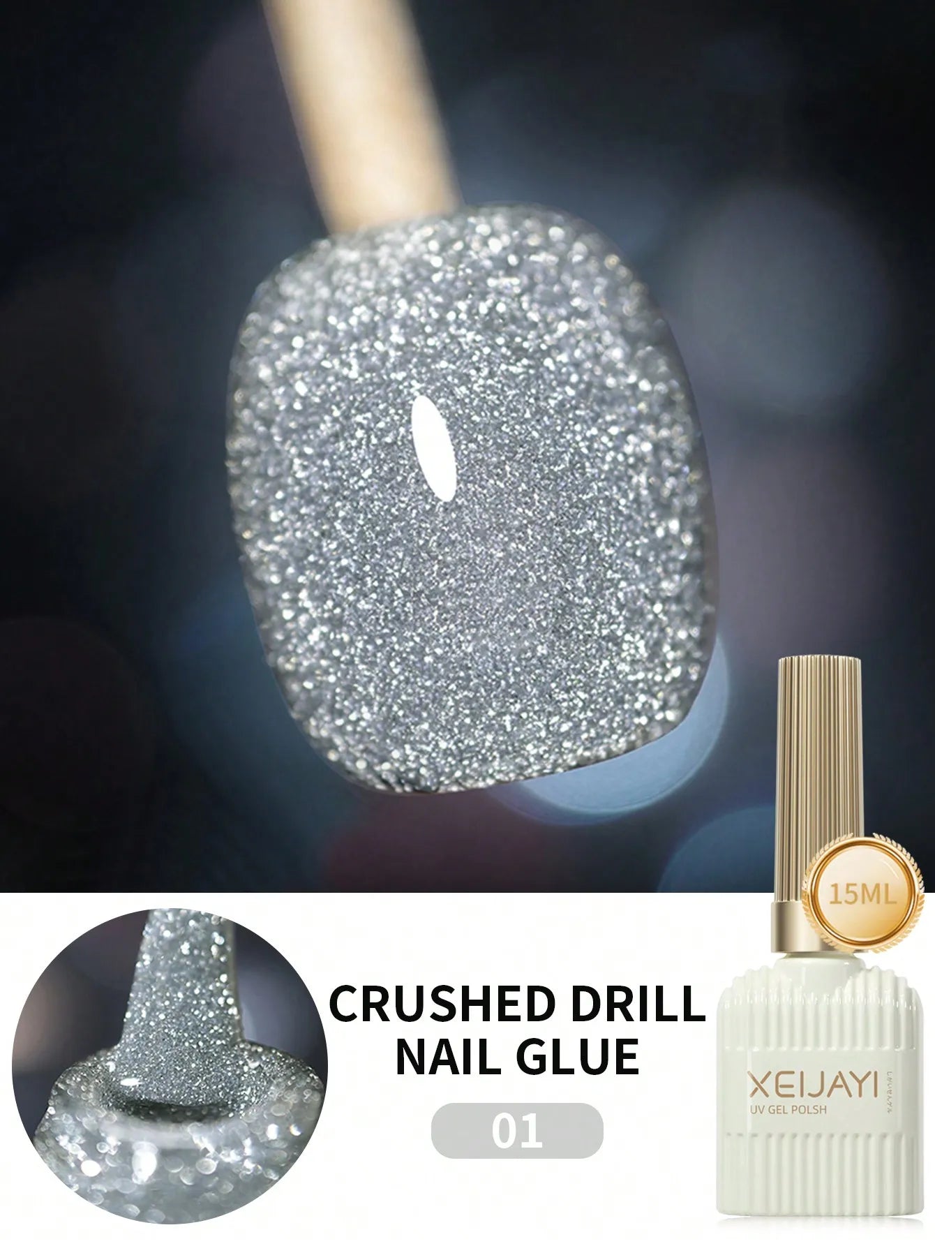 15ml 12Colors Reflective Disco Diamonds Gel Nail Polish With the Holographic Glitter Diamond Collection Gel Nail Polish