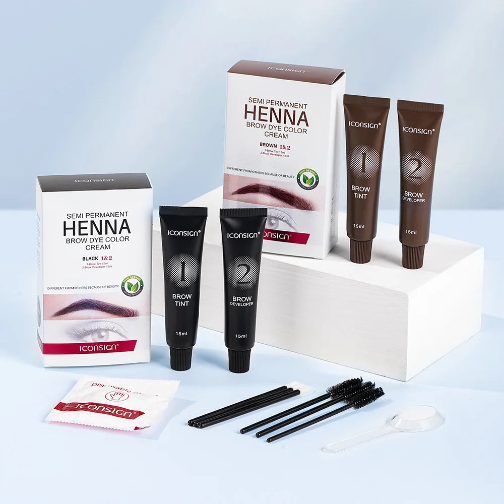 Eyelash Eyebrow Tint Permanent Dye Kit Waterproof Lasting Fast Tint Henna Brow Enhancers Cream Gel Makeup Tool