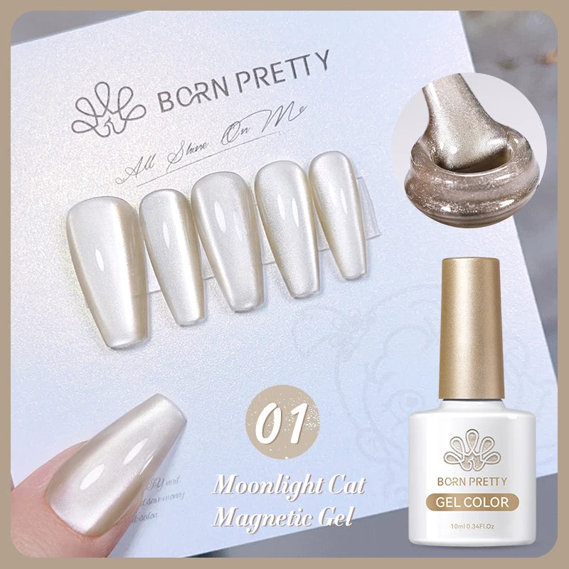 BORN PRETTY Water Light Cat Magnetic Gel Nail Polish Nude Milk White Jelly Color Semi Permanent Soak Off UV LED Gel Varnish DIY