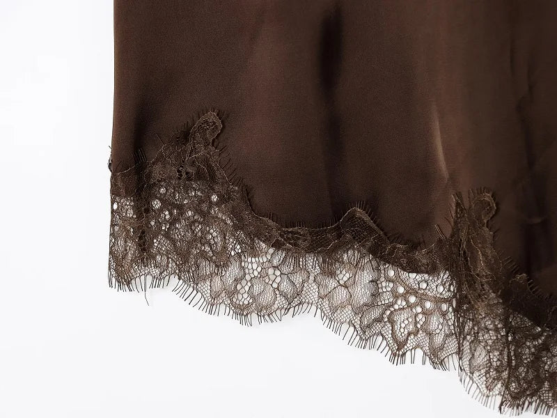 MUJER 2025 Lace Slip Dress Woman Black Backless Short Dresses for Women Asymmetric Party Women's Summer Dress Satin Sexy Dresses