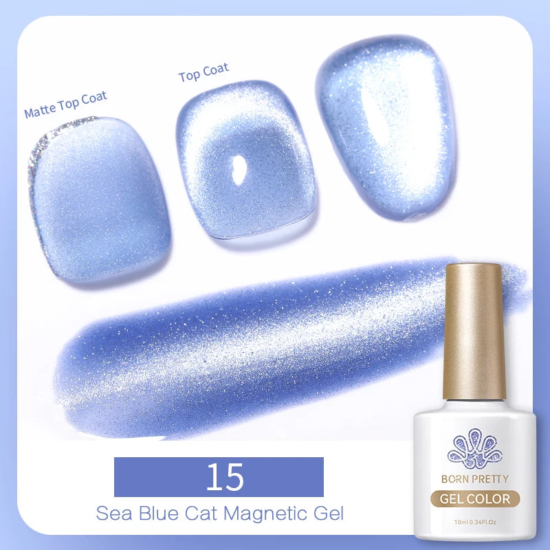 BORN PRETTY Water Light Cat Magnetic Gel Nail Polish Nude Milk White Jelly Color Semi Permanent Soak Off UV LED Gel Varnish DIY
