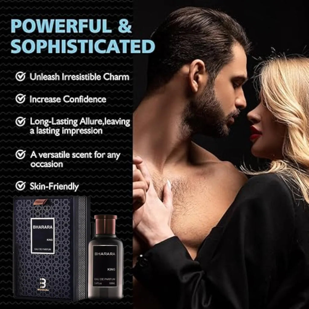 Bharara King Men's Eau de Parfum 3.4oz (100ml) - Refreshing Citrus & Musk Scent Long-Lasting Formaldehyde-Free Fragrance