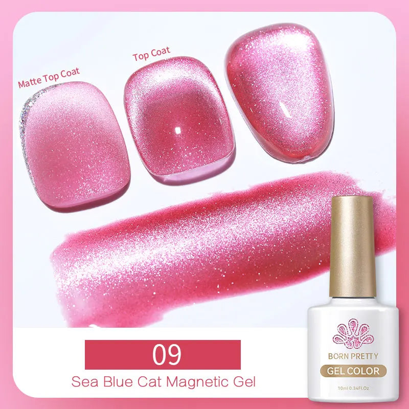 BORN PRETTY Water Light Cat Magnetic Gel Nail Polish Nude Milk White Jelly Color Semi Permanent Soak Off UV LED Gel Varnish DIY