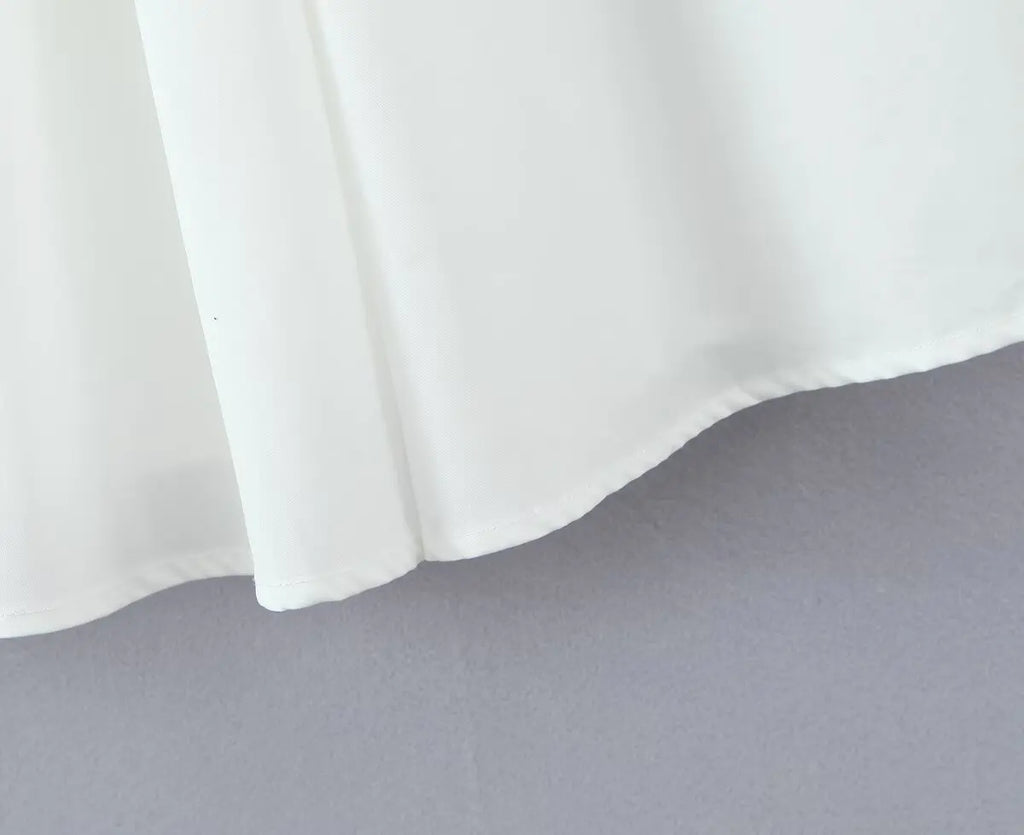 YENKYE Sexy Lace Up Bandage Back Elegant White Sling Dress Women Front Button A-line Cotton Corset Style Summer Dress Midi Robe