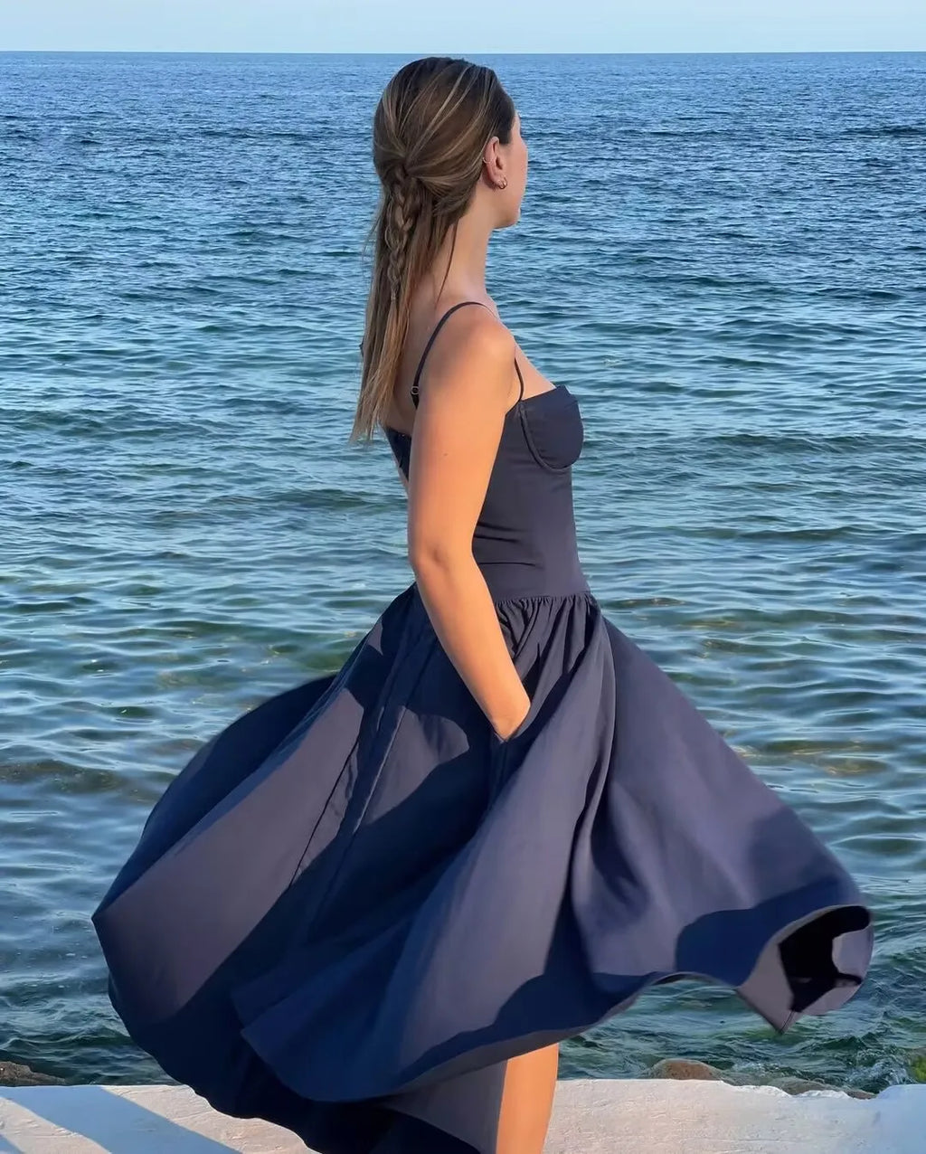 YENKYE Green Floral Print Sexy Spaghetti Straps Dress Women Low Waist A-line Midi Holiday Summer Dresses Party Robe 2025 Vestido