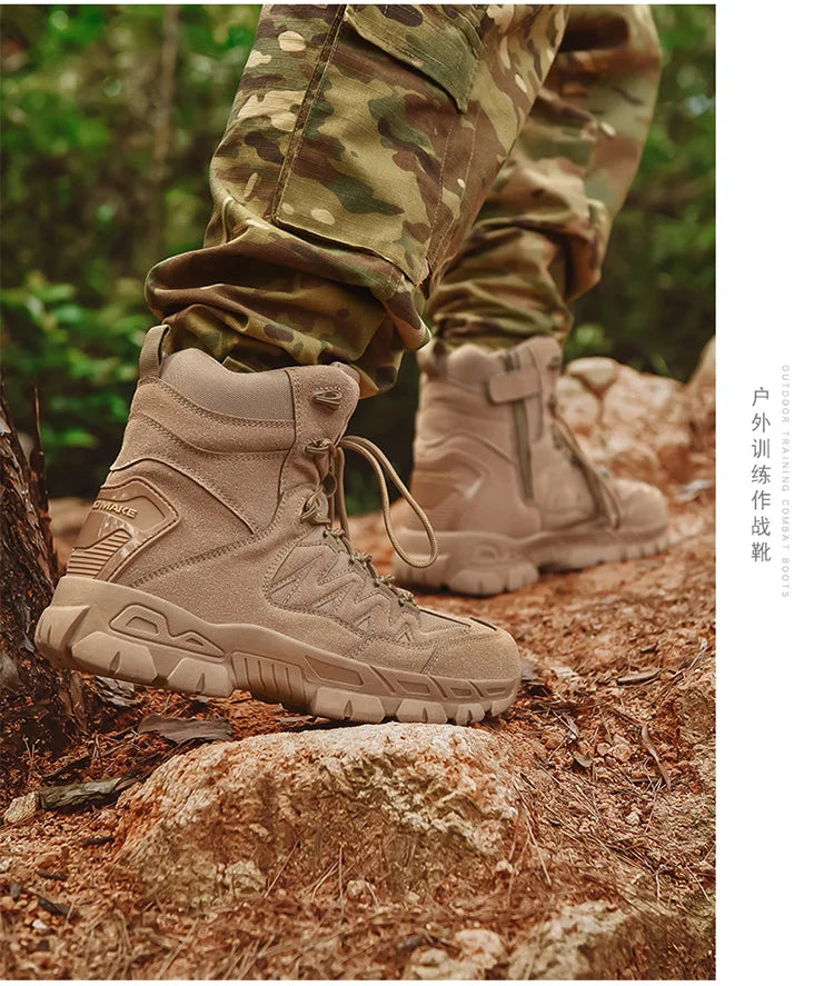 Autumn and Winter New Large High Top Training Boots Outdoor Mountaineering and Hiking Boots Anti slip Wear Resistant Work Shoes