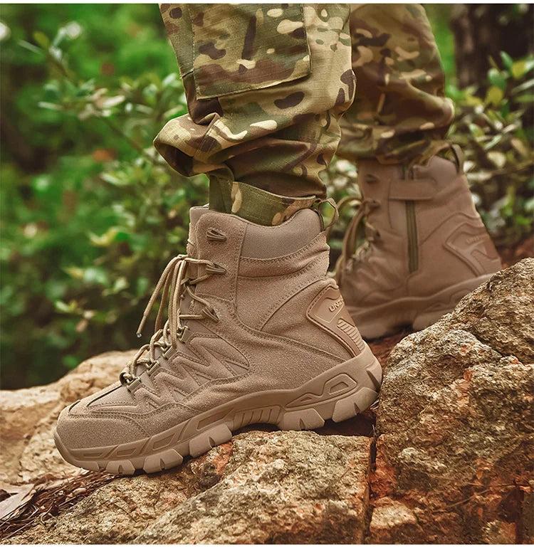 Autumn and Winter New Large High Top Training Boots Outdoor Mountaineering and Hiking Boots Anti slip Wear Resistant Work Shoes