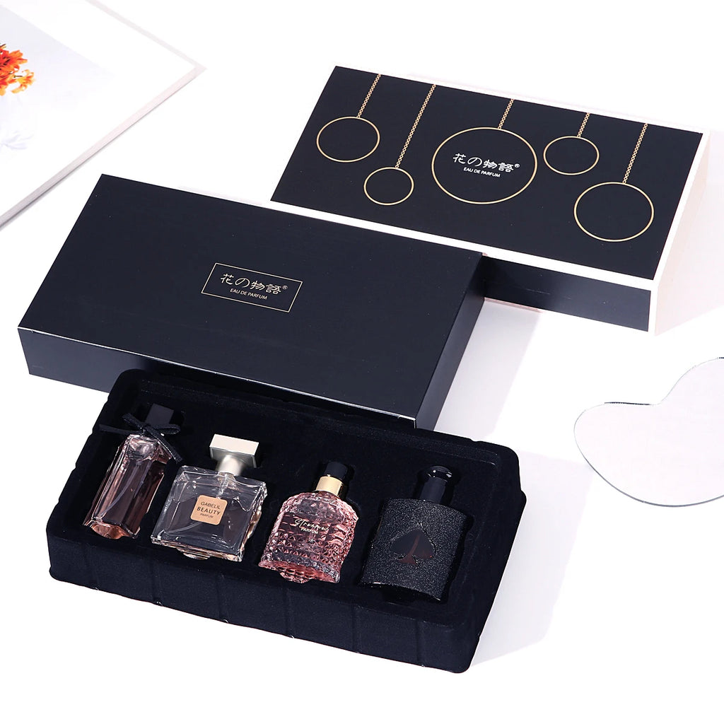 Gift Box Four Piece Set Women Perfume Spray 105ml Floral Scent Lasting Fragrance Pheromone Eau De Parfum Men Cologne Balminess