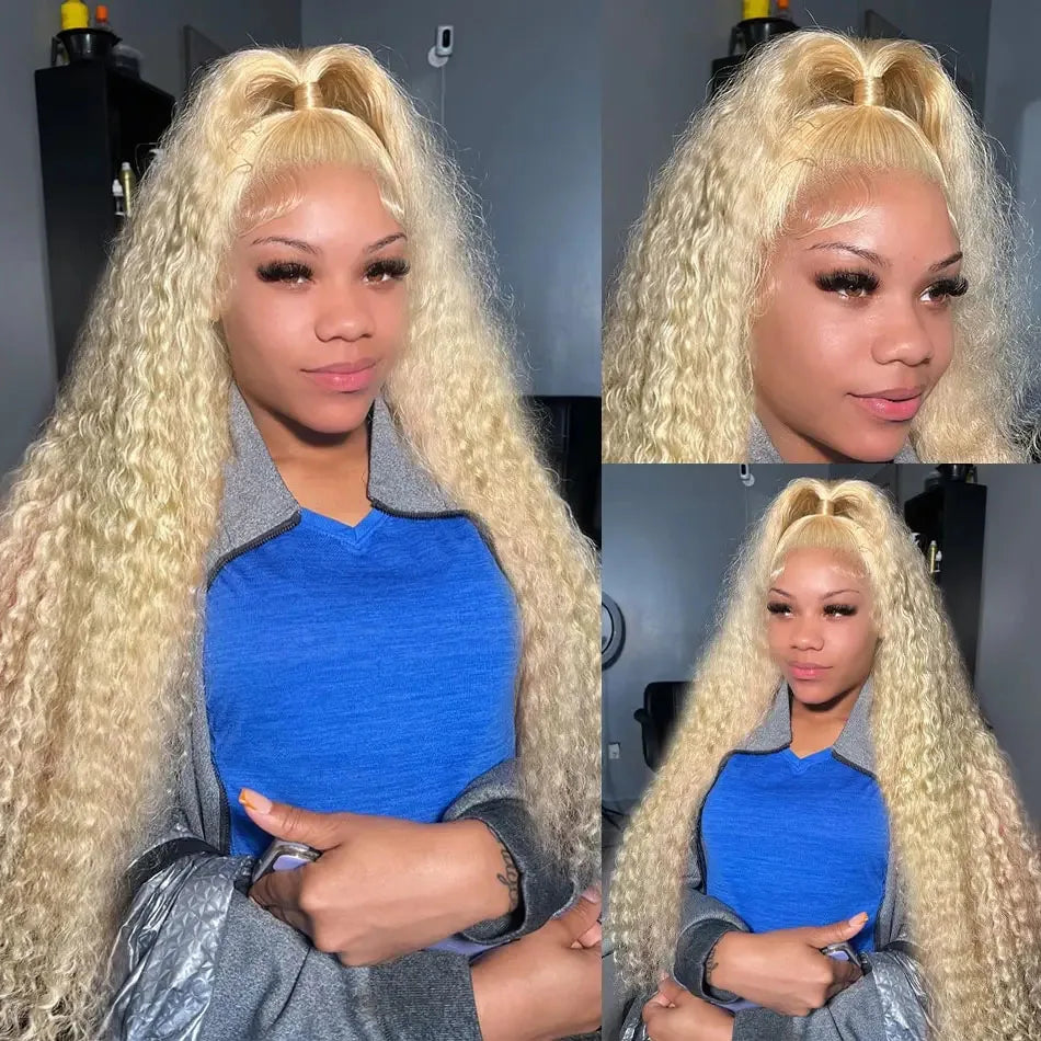 40 Inch Honey Blonde 613 HD Lace Frontal Wig 13x6 Curly Wigs Preplucked Loose Deep Wave Wigs Human Hair 13x4 Lace Frontal Wig