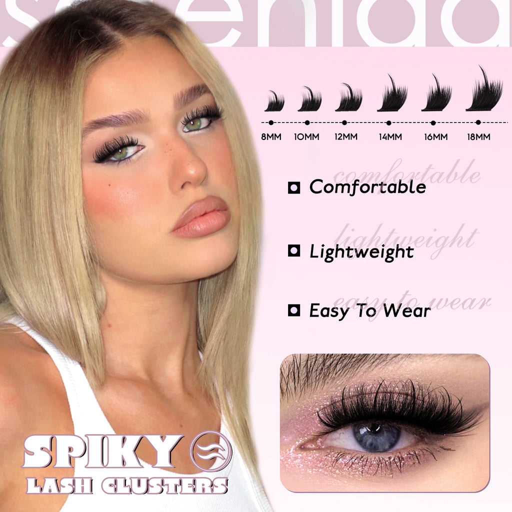 WOSHEER Lash Clusters With Spikes DIY Eyelash Clusters D Curl Spiky Full Cluster Eyelash Extensions Individual Lashes Cluster