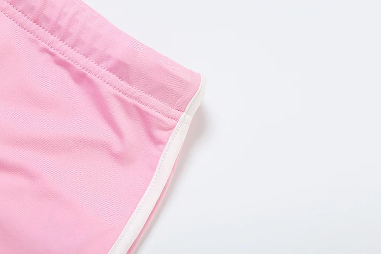 Nibber Tracksuit Letter Print 2 piece Set Women Activity Shorts Sleeve Crop Tops+Biker Shorts Matching Street Stretch Suits