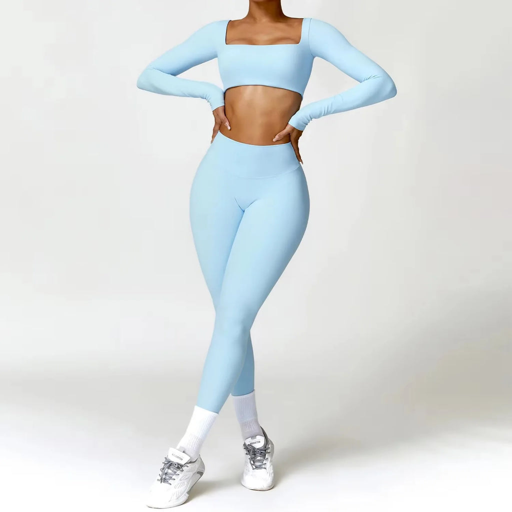Women 2-Piece Sports Set Quick Drying For Gym Running Training Long Sleeve Sports T-Shirt Yoga Clothing Women Gym Sports Clothin
