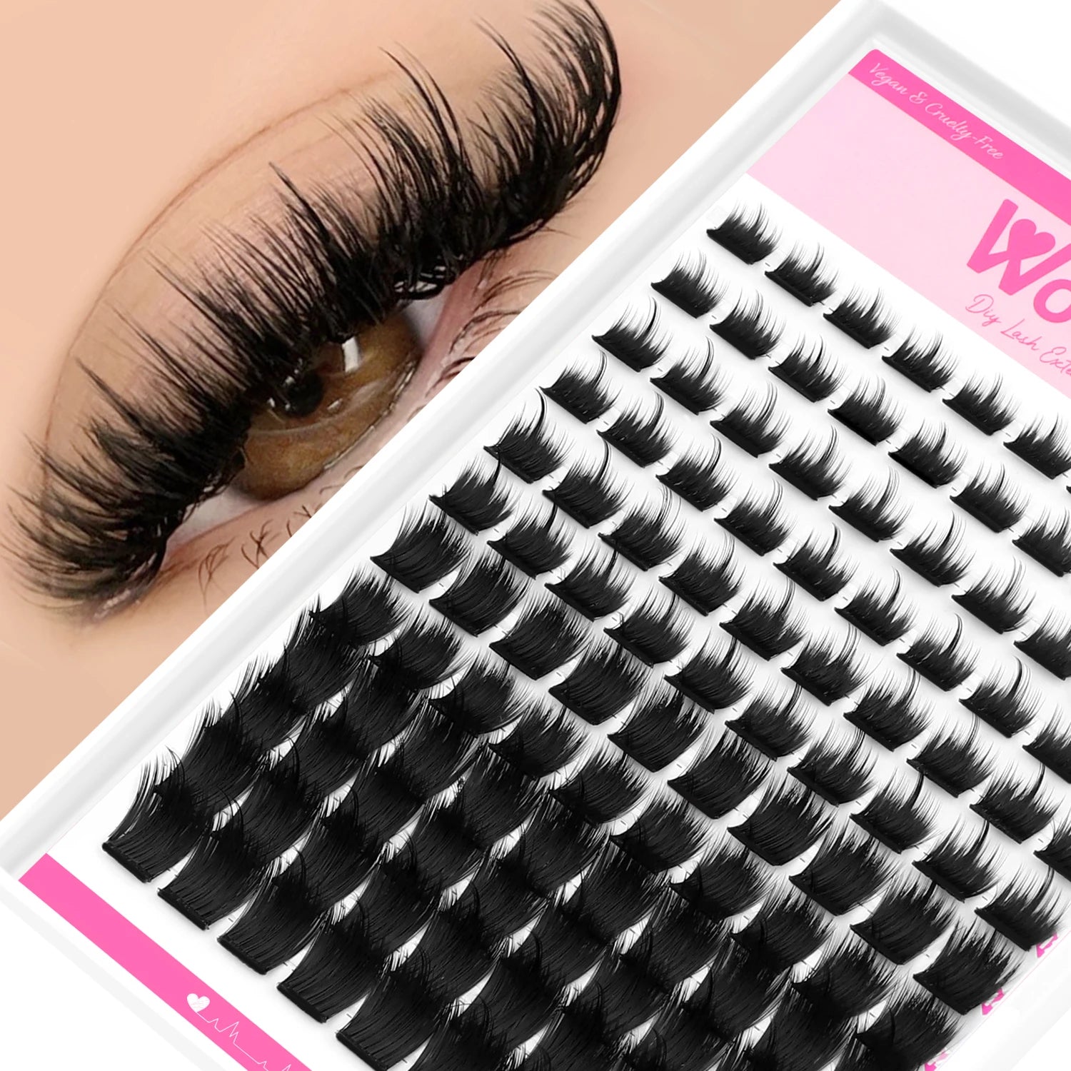 WOSHEER Lash Clusters With Spikes DIY Eyelash Clusters D Curl Spiky Full Cluster Eyelash Extensions Individual Lashes Cluster