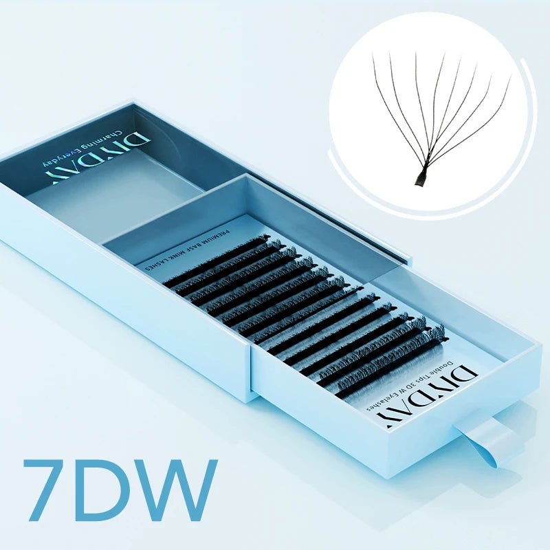 DIYDAY 3D W Lashes Extension 6D W Shaped Bloom Premade Eyelash Fans C D Curl Natural False Eyelashes for Extension Makeup