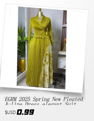 EGRM Fashion Solid Color Pleated Two-piece Set Women's Tassel Lapel Jacket and Casual Round Neck Vest Dresses 2026 New 9R5101