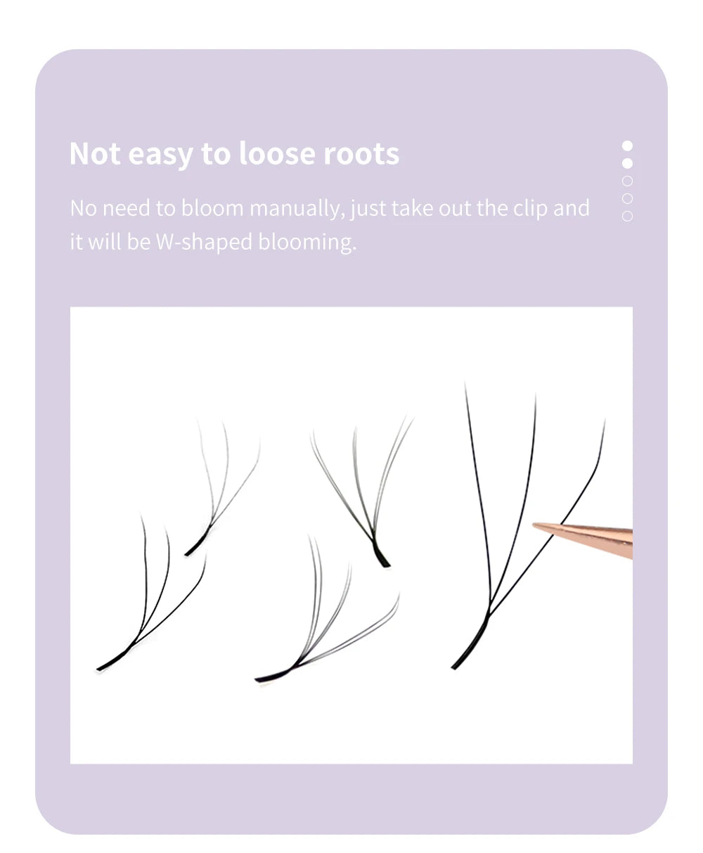 DIYDAY 3D W Lashes Extension 6D W Shaped Bloom Premade Eyelash Fans C D Curl Natural False Eyelashes for Extension Makeup