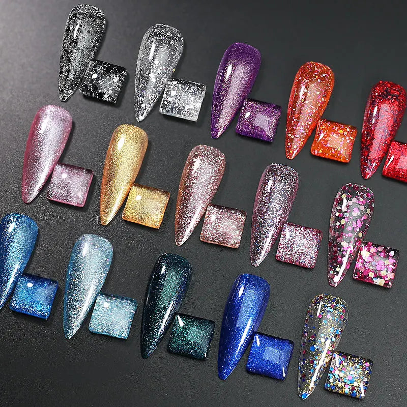Clou Beaute Glitter Gel Nail Varnishes Winter Color Sparkling Sequins Soak Off UV LED Varnish Nail Art Decoration Base Top Coat