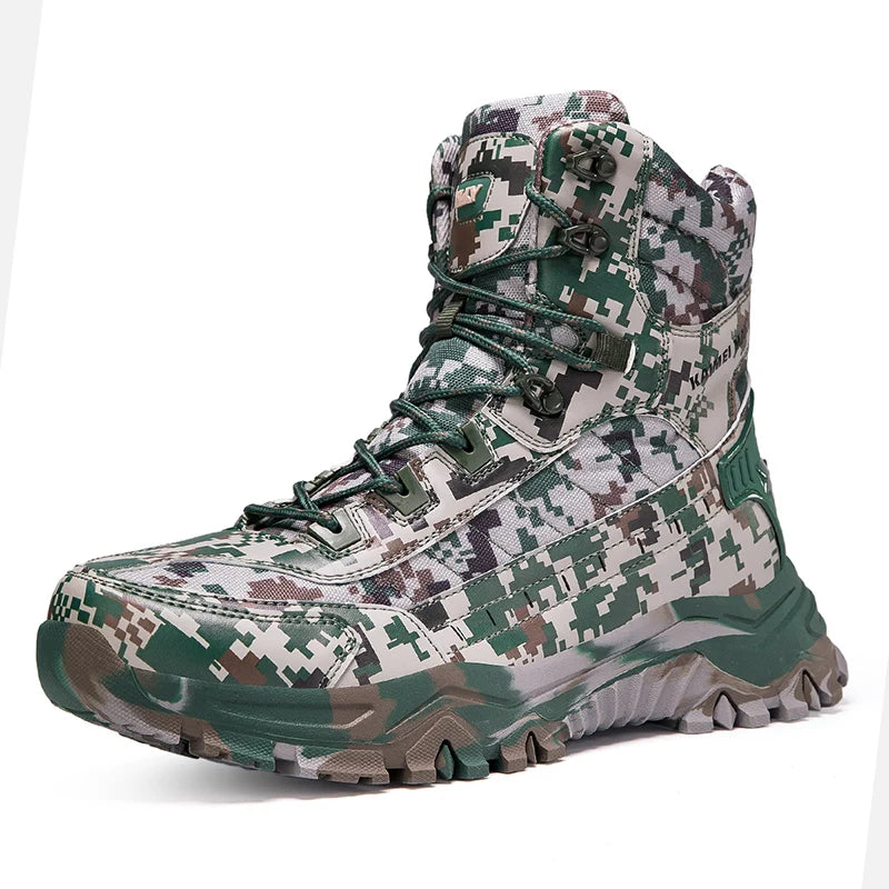 Men's New Large Outdoor Training Boots Outdoor Camouflage High Top Boots Anti slip and Wear resistant Mountaineering Shoes 39-46