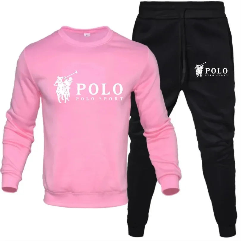 2025 Spring and autumn leisure fitness jogging fashion suit men's and women's crewneck long-sleeved pullover + pants 2 sets