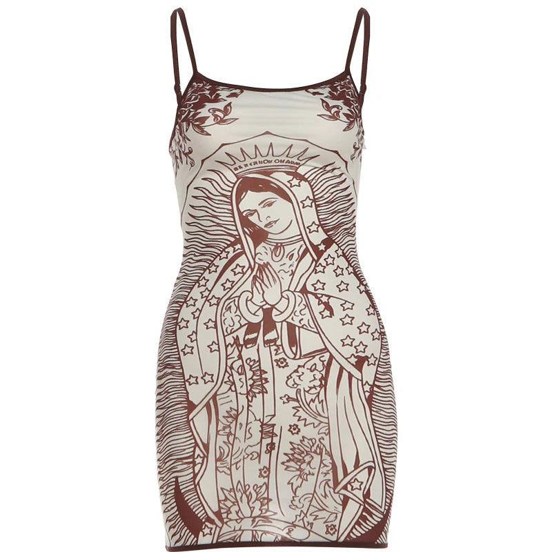 Nibber High Elasticity Dress Women Art Print Low-Neck See Through Skinny Sexy Midnight Summer New Trend Chic Hottie Mini Bodycon