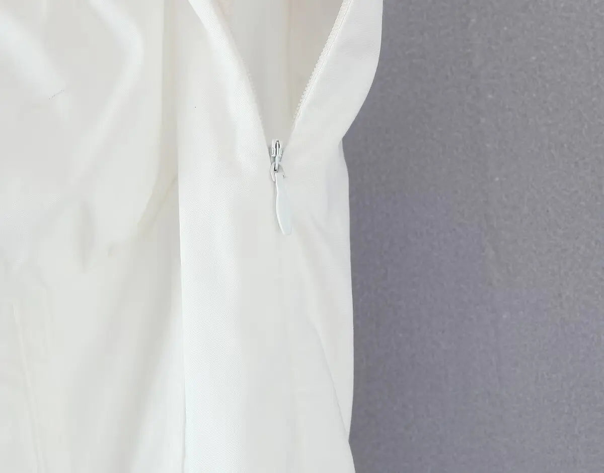 YENKYE Sexy Lace Up Bandage Back Elegant White Sling Dress Women Front Button A-line Cotton Corset Style Summer Dress Midi Robe