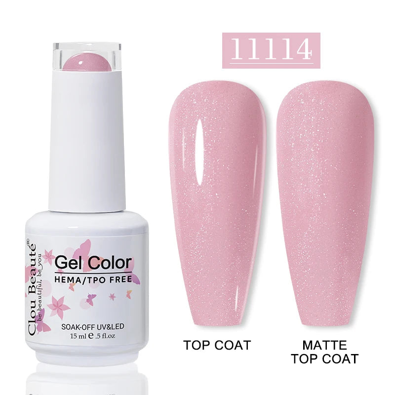 Clou Beaute Glitter Gel Nail Varnishes Winter Color Sparkling Sequins Soak Off UV LED Varnish Nail Art Decoration Base Top Coat