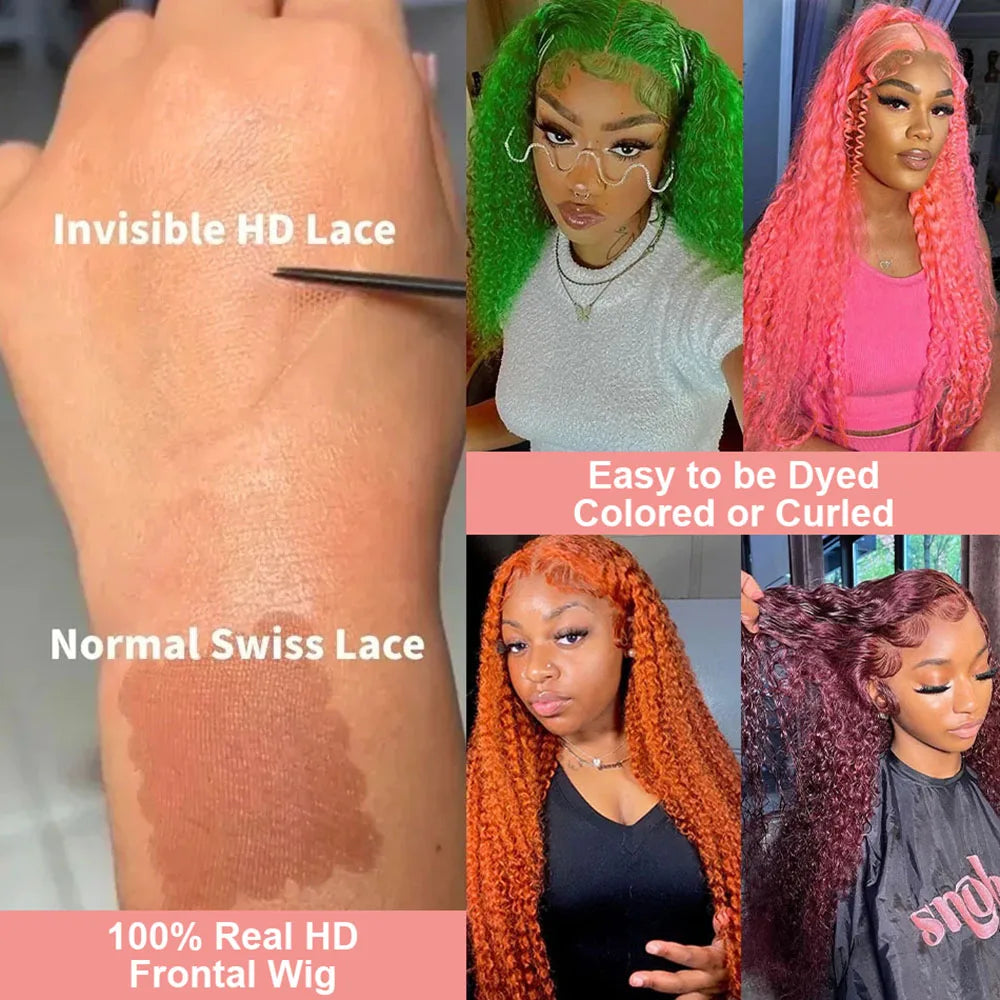 40 Inch Honey Blonde 613 HD Lace Frontal Wig 13x6 Curly Wigs Preplucked Loose Deep Wave Wigs Human Hair 13x4 Lace Frontal Wig