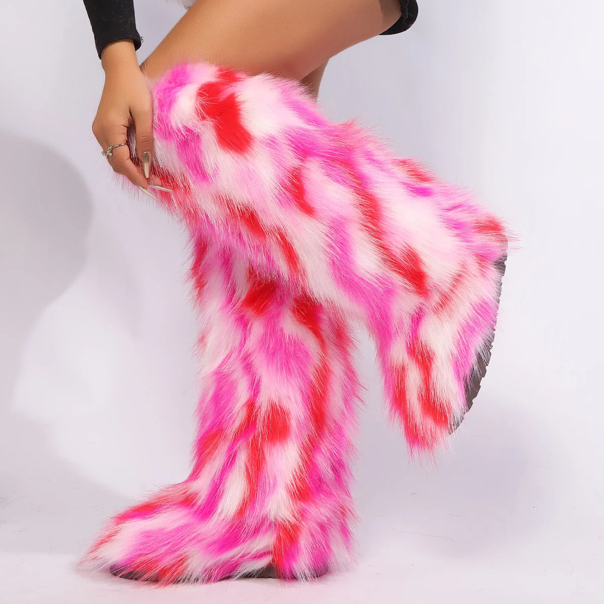 Women's Over-The-Knee Boots High Boots Winter New Fox FurSnow Boots And Cashmere Women's Boots Leg Warm Boots Non-Slip Soles