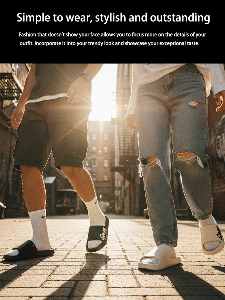 Four-Season Men's Fashion Slippers, Waterproof Non-Slip Casual Soft Perforated Bathroom Slippers, Suitable for Bathroom, Swimming, Indoor Use