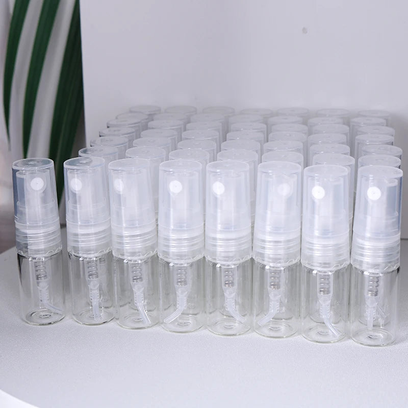 Hot sale 50/piece 2ml transparent glass perfume bottle disposable trial bottle mini travel portable cologne perfume bottle