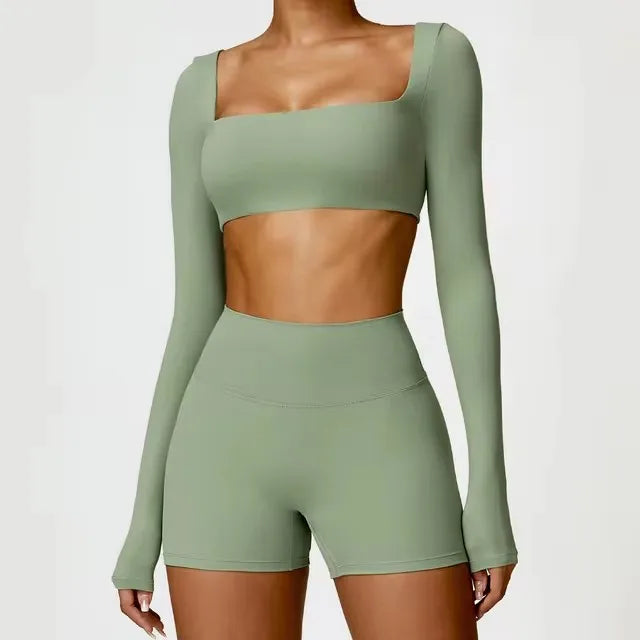 Women 2-Piece Sports Set Quick Drying For Gym Running Training Long Sleeve Sports T-Shirt Yoga Clothing Women Gym Sports Clothin