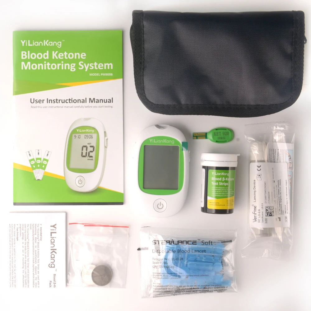 Blood Ketone Meter Kit for Keto Diet Testing - Complete Ketone Test Kit with Ketone Monitor and 15 Keto Strips, Lancing Device