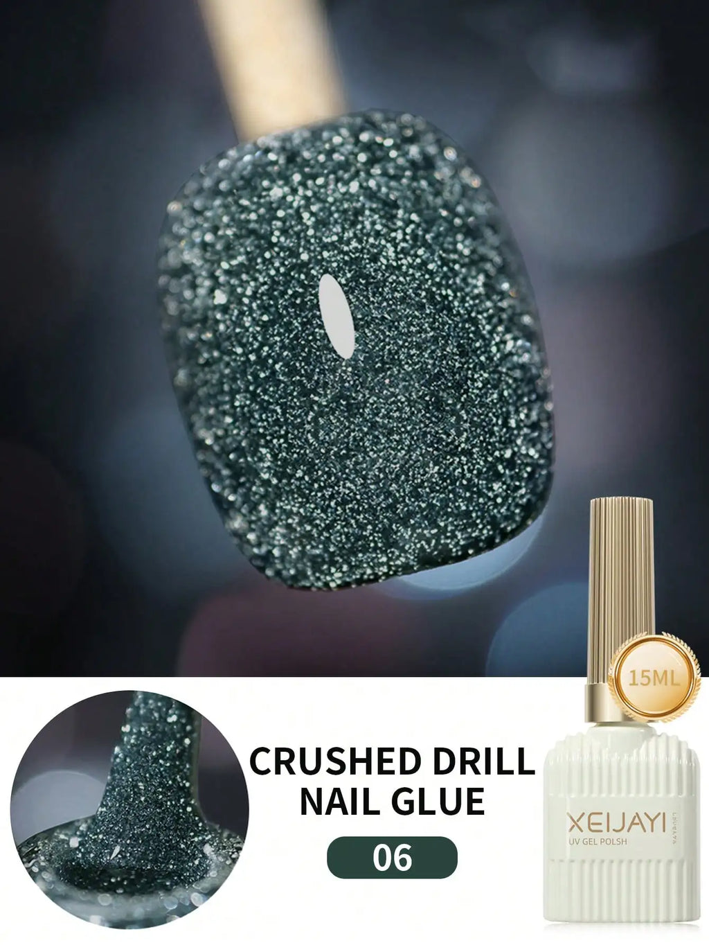 15ml 12Colors Reflective Disco Diamonds Gel Nail Polish With the Holographic Glitter Diamond Collection Gel Nail Polish