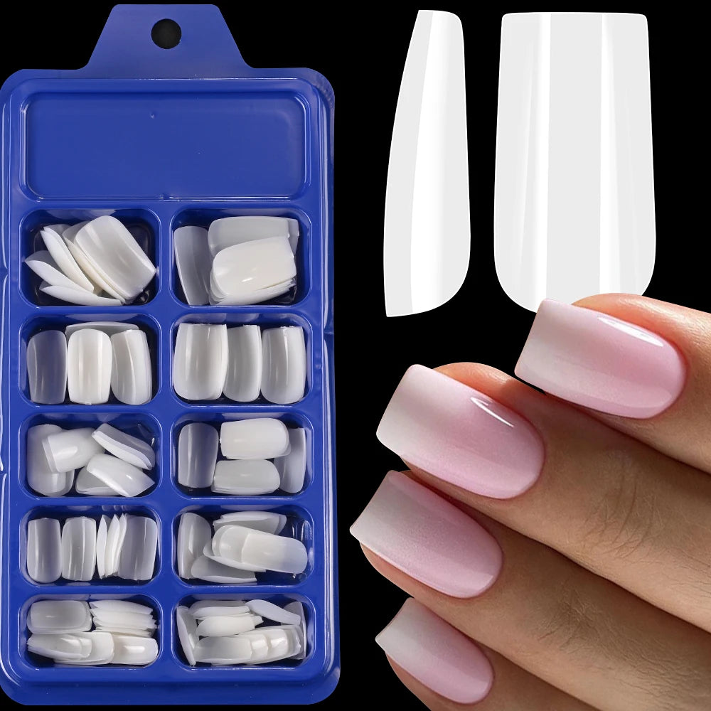 120pcs Short Square Glossy Black Press on Nails Soft Gel Natural Round Square False Nails Reusable Full Cover Acrylic Fake Nails