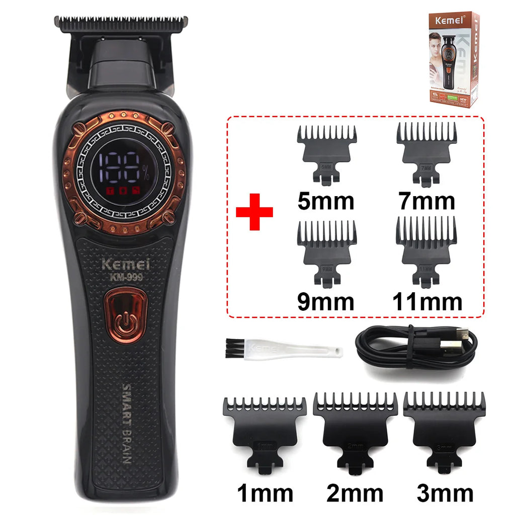 Kemei KM999 Electric HairCut Machine Digital Display Hair Clipper Professional Cordless Precision Adjustment Trimmer Shaver Hair