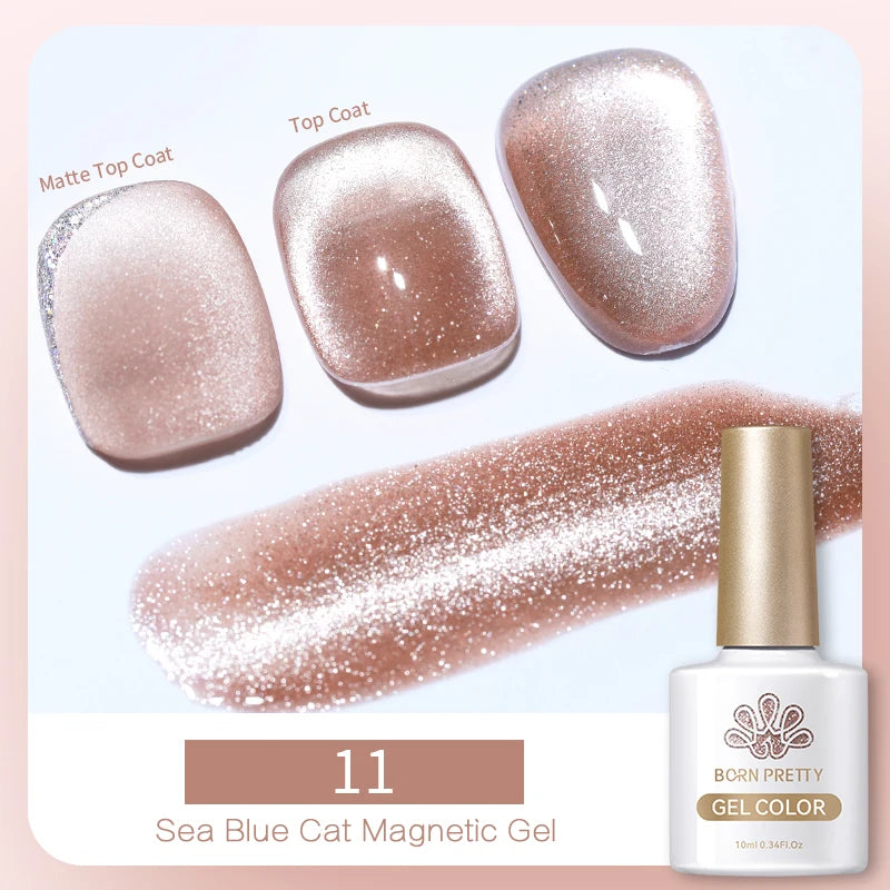 BORN PRETTY Water Light Cat Magnetic Gel Nail Polish Nude Milk White Jelly Color Semi Permanent Soak Off UV LED Gel Varnish DIY