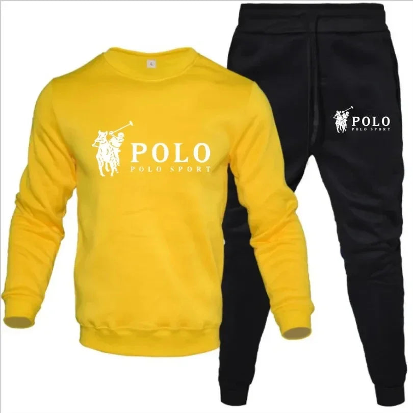 2025 Spring and autumn leisure fitness jogging fashion suit men's and women's crewneck long-sleeved pullover + pants 2 sets
