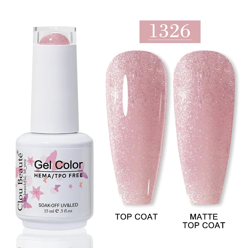 Clou Beaute Glitter Gel Nail Varnishes Winter Color Sparkling Sequins Soak Off UV LED Varnish Nail Art Decoration Base Top Coat