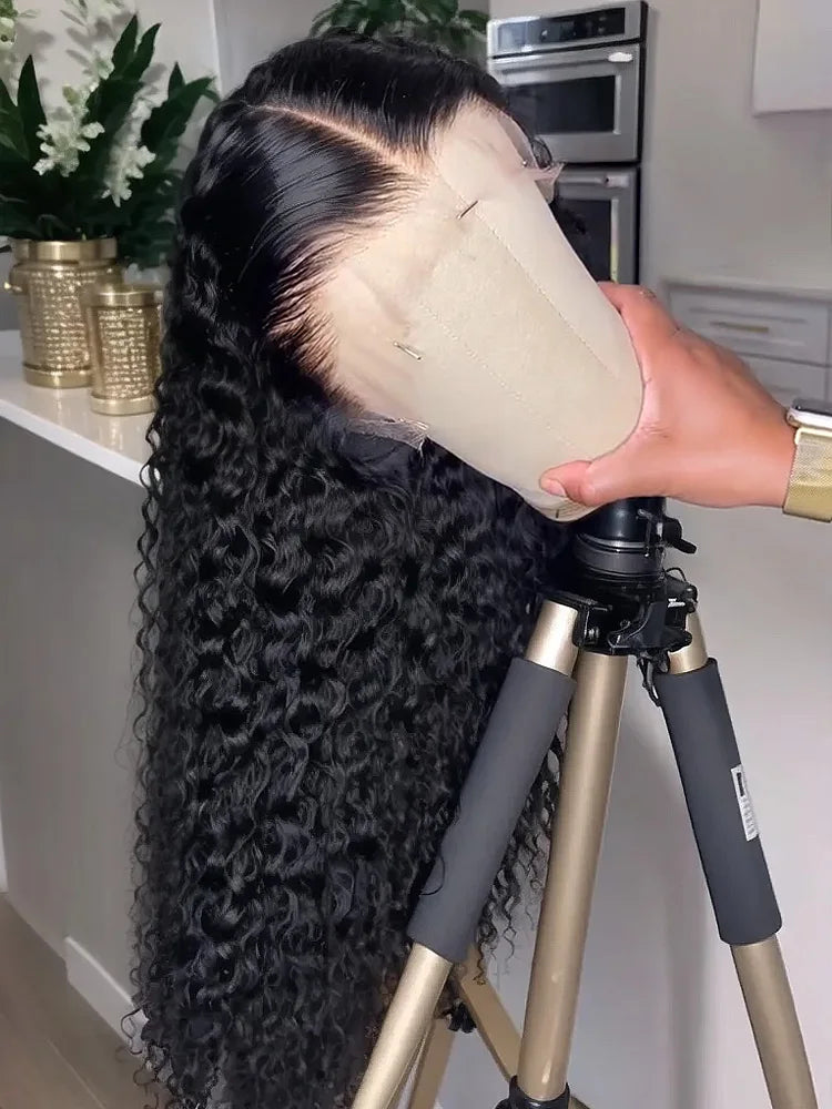 40 Inch Human Hair Wig Deep Wave 13X6 Hd Curly Lace Glueless Human Hair 100 Frontal  7X5 Lace Wigs Natural Black  Curly Wig