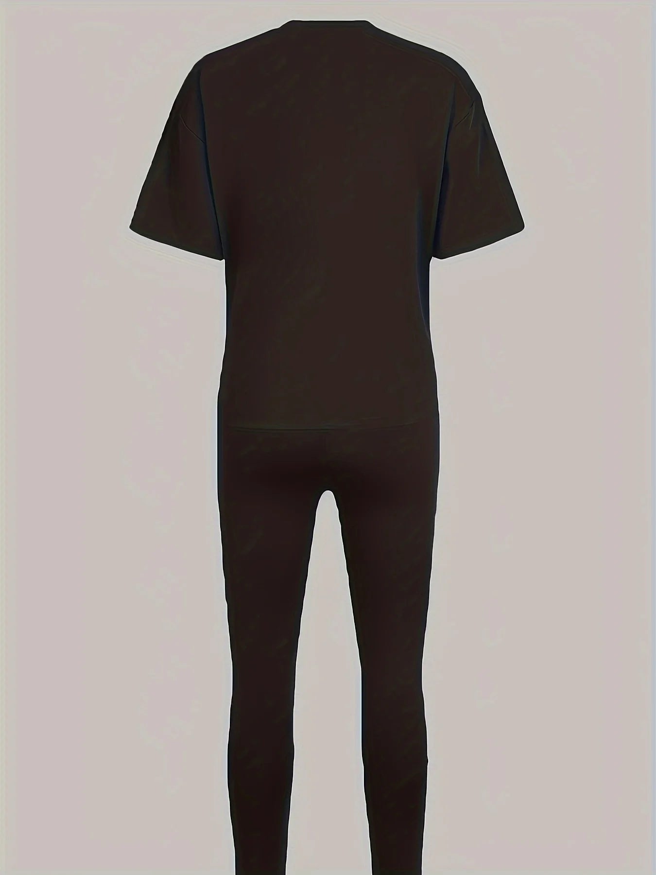 Women's spring and summer loose casual plus cartoon bear print round neck short sleeved T-shirt+tight pants two-piece set