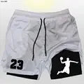 Goku Anime Running Shorts Men Fitness Gym Training 2 in 1 Sports Shorts Quick Dry Workout Jogging Double Deck Shorts
